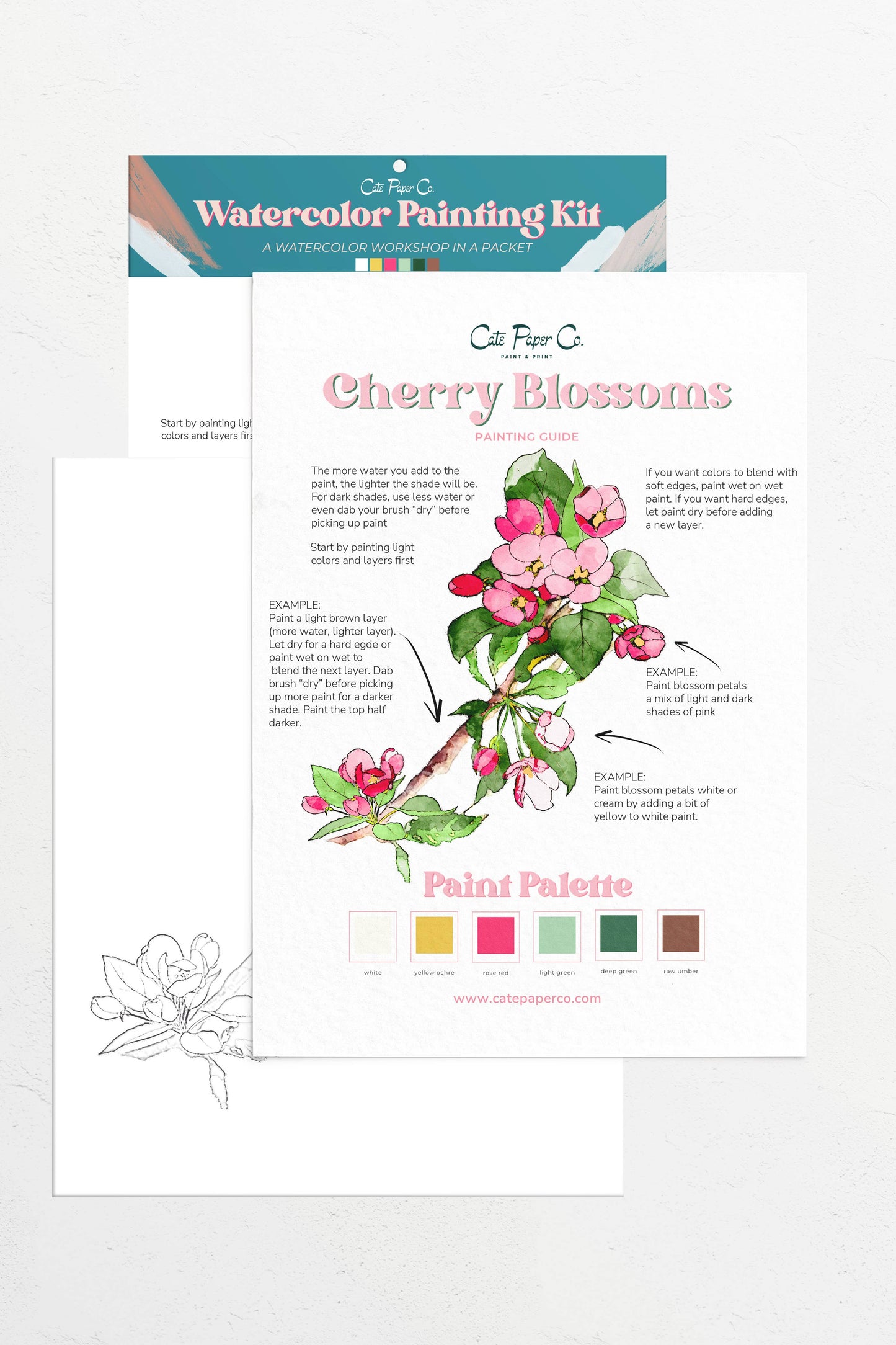 Cherry Blossoms watercolor painting kit