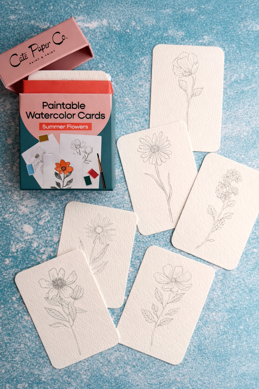 Paintable Watercolor Card Deck - Summer Flowers