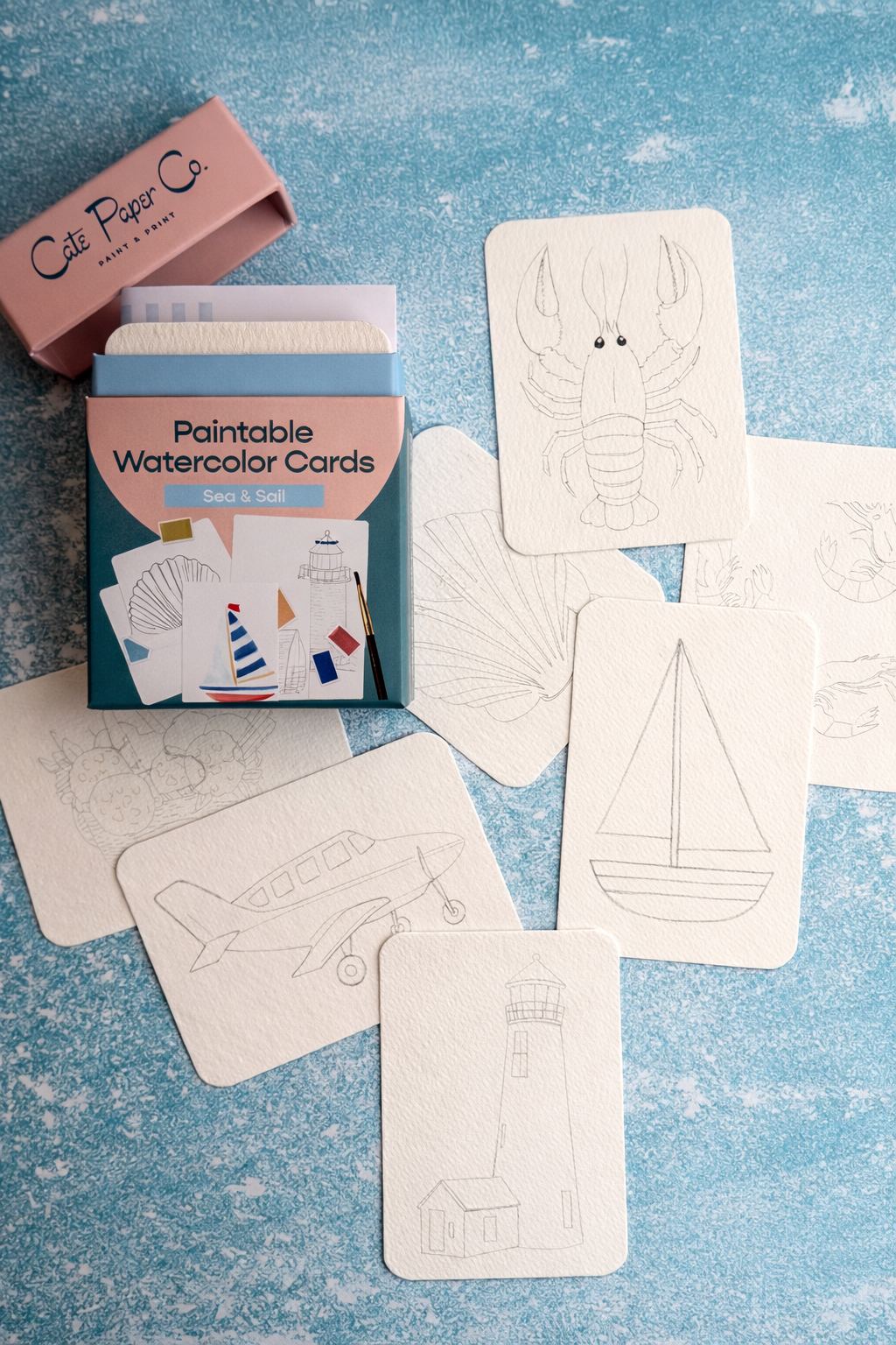 Paintable Watercolor Card Deck - Sea and Sail