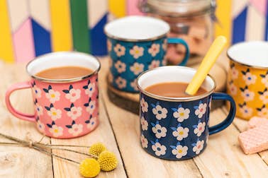 Enamelhappy floral enamel mugs