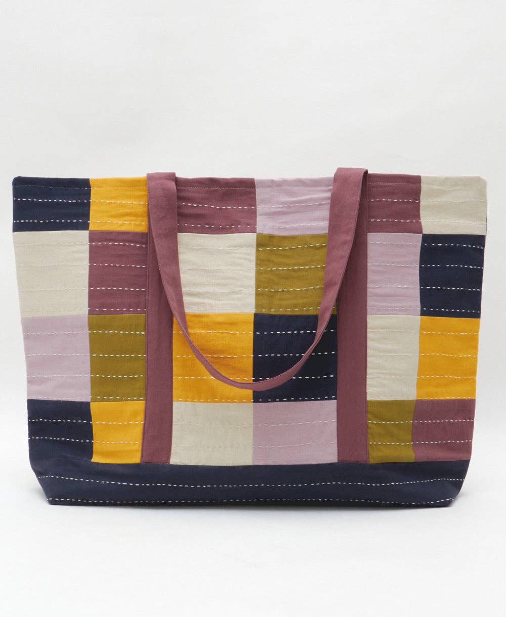 Checkered Canvas Tote Bag