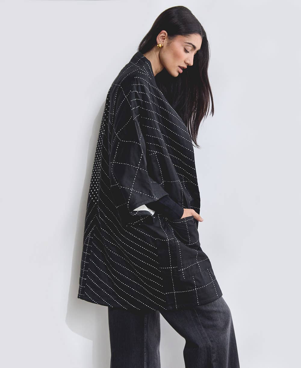 Quilted Cocoon Jacket - Charcoal