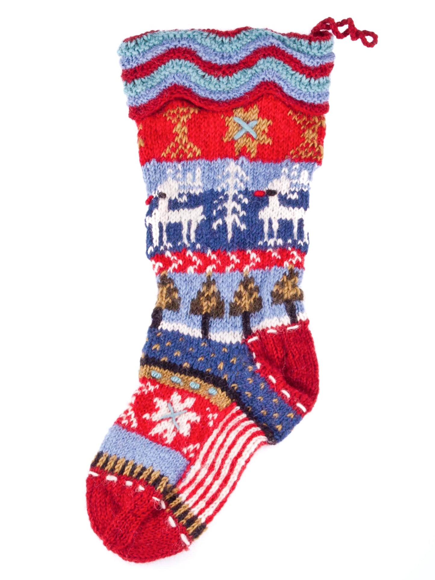 Dalarna Knit Christmas Stocking – Nordic Reindeer Motif