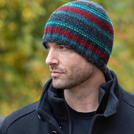 Evan Beanie -Striped Wool Hat