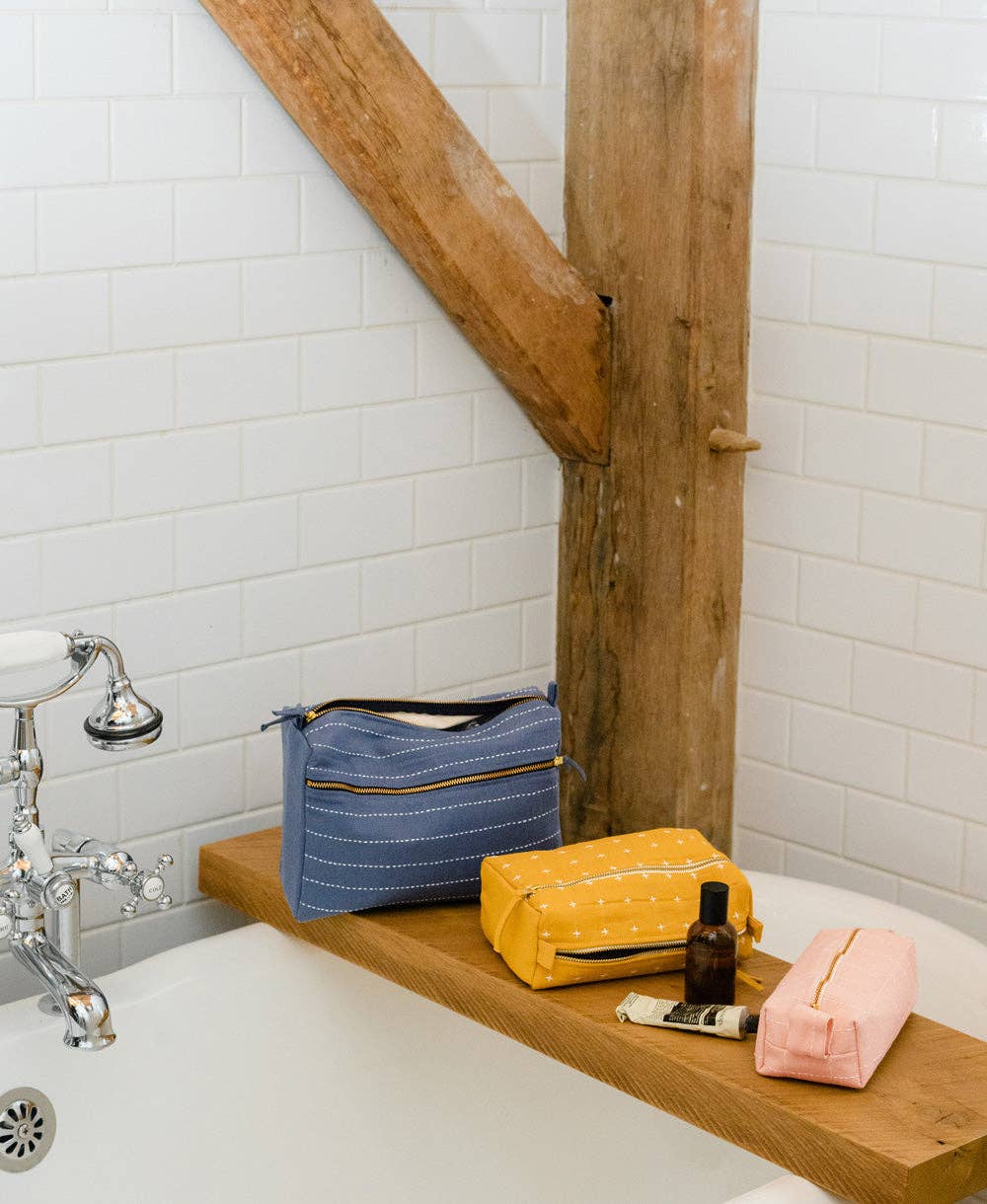 Grid-Stitch Pencil or Toiletry Small Anchal Bag
