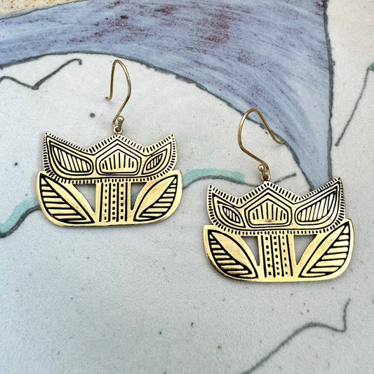 Francie Brass Tulip Earrings