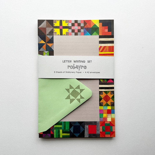 Quilt Watercolor Stationery Letter Paper and Envelope Set by Robayre