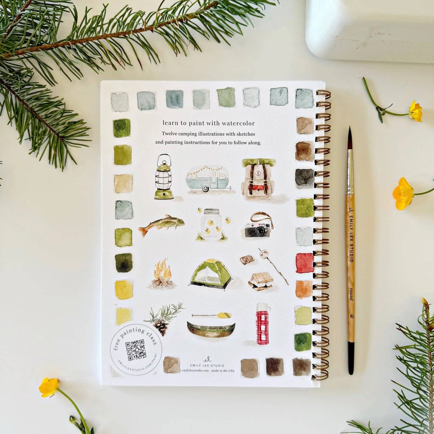 camping watercolor workbook by emily lex