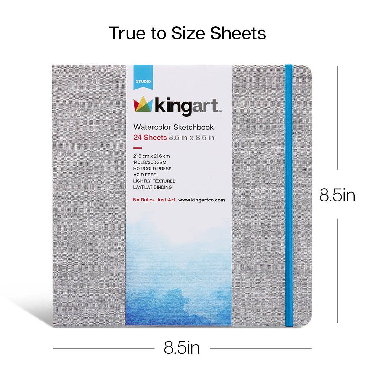 KINGART Hardcover Square Watercolor Sketchbook: 8.5” x 8.5”