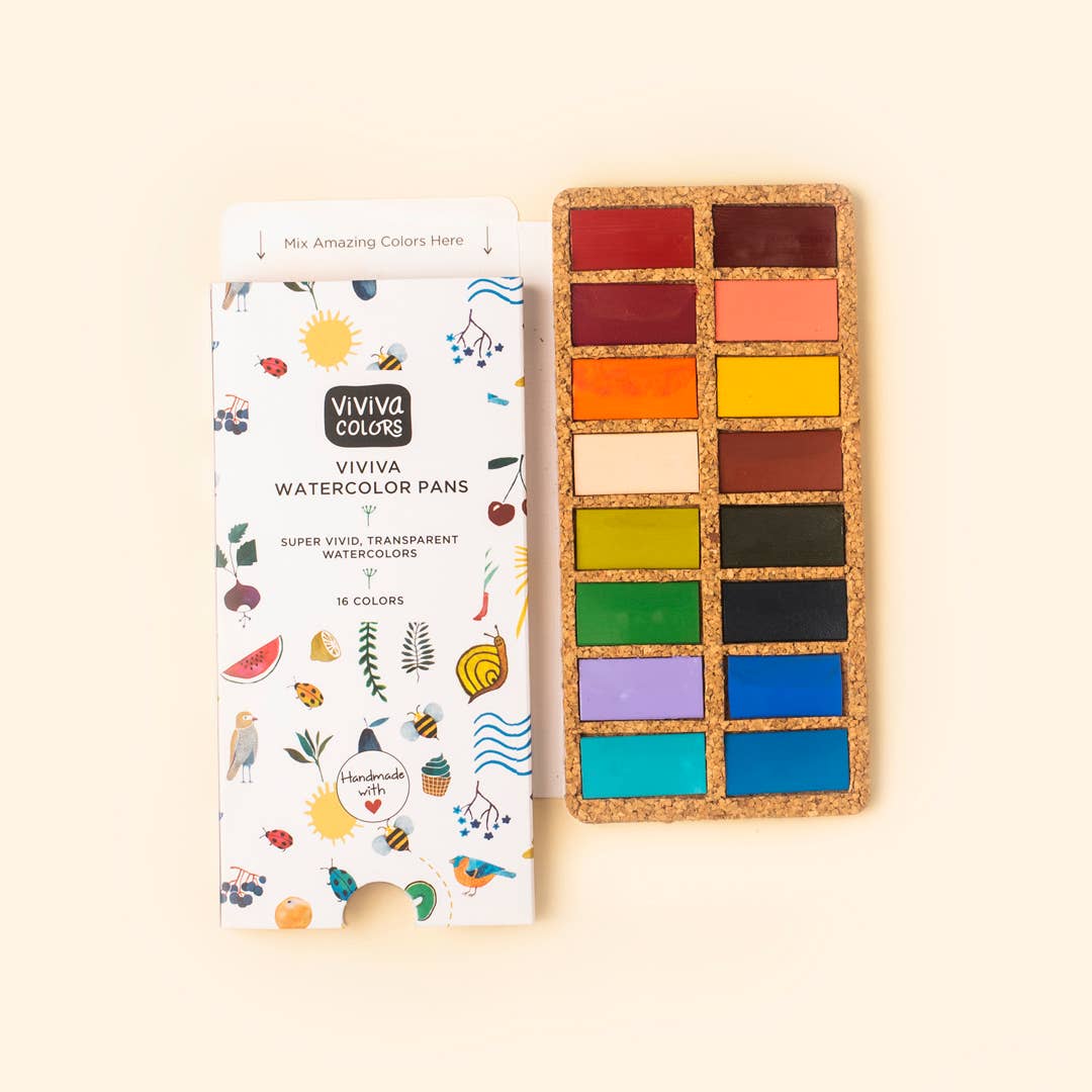 Spring Pans Set - 16 Watercolors | Ecofriendly | Handcrafted
