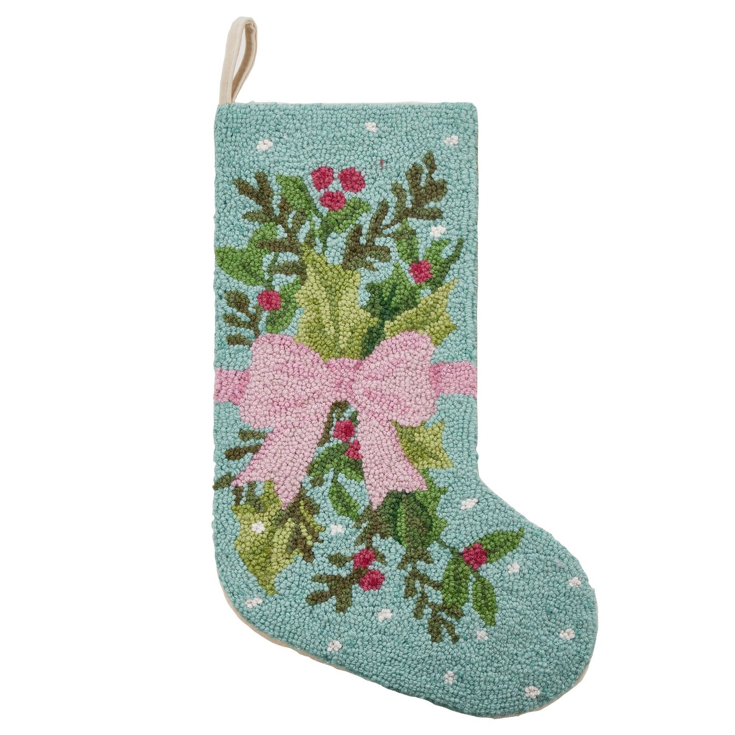 Holly Bow Hook Stocking