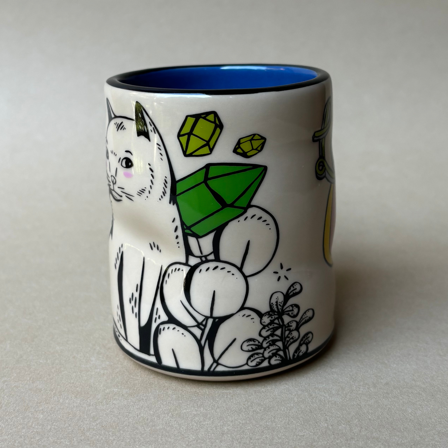 Lucky Cat & Houseplant Cup - Large