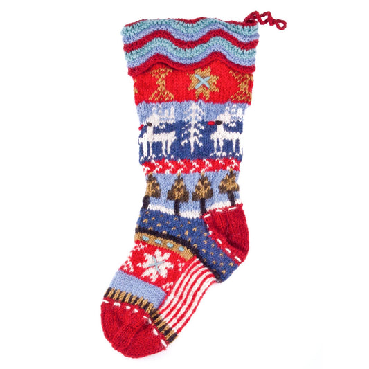Dalarna Knit Christmas Stocking – Nordic Reindeer Motif