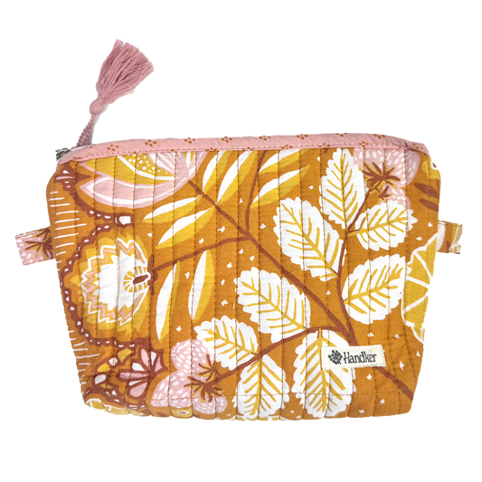 Tawny Quilted Zipper Pouch