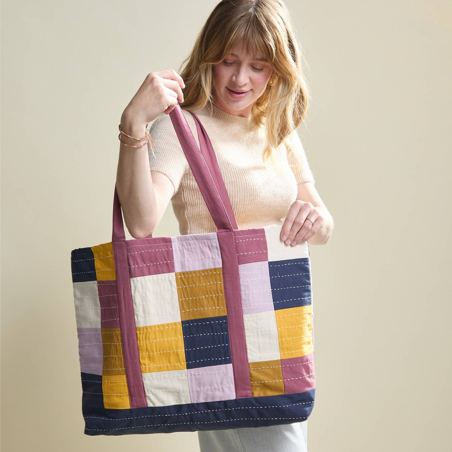 Checkered Canvas Tote Bag