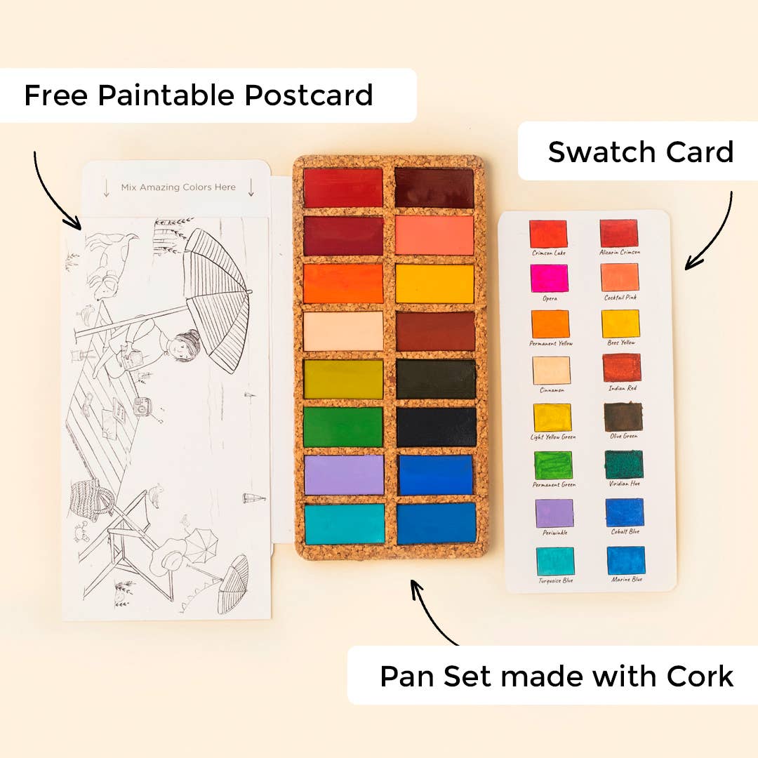 Spring Pans Set - 16 Watercolors | Ecofriendly | Handcrafted