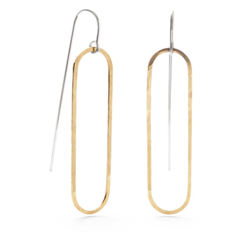 Geometric Threaders. Oval. Earrings. Mind's Eye Design.