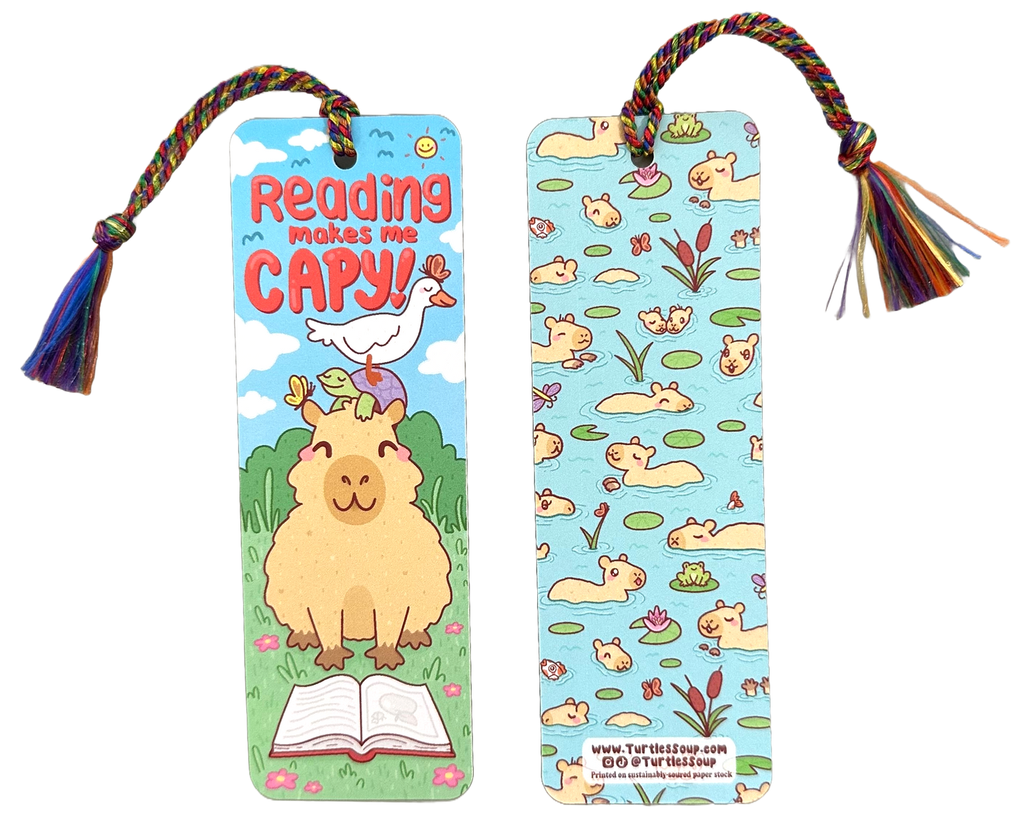 Reading Makes Me Capy Capybara Bookmark with Tassel