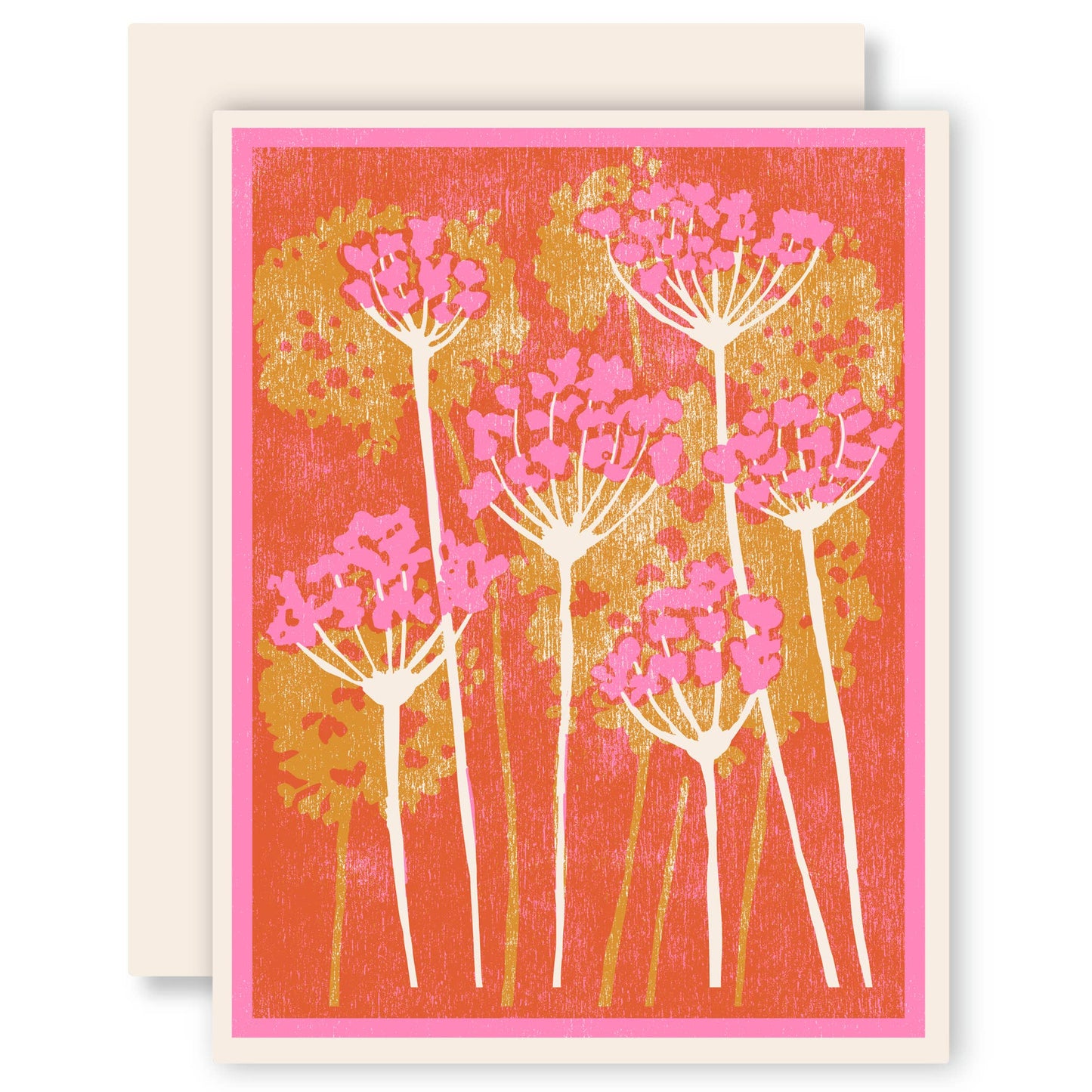 Pink and Gold Floral Letterpress Card