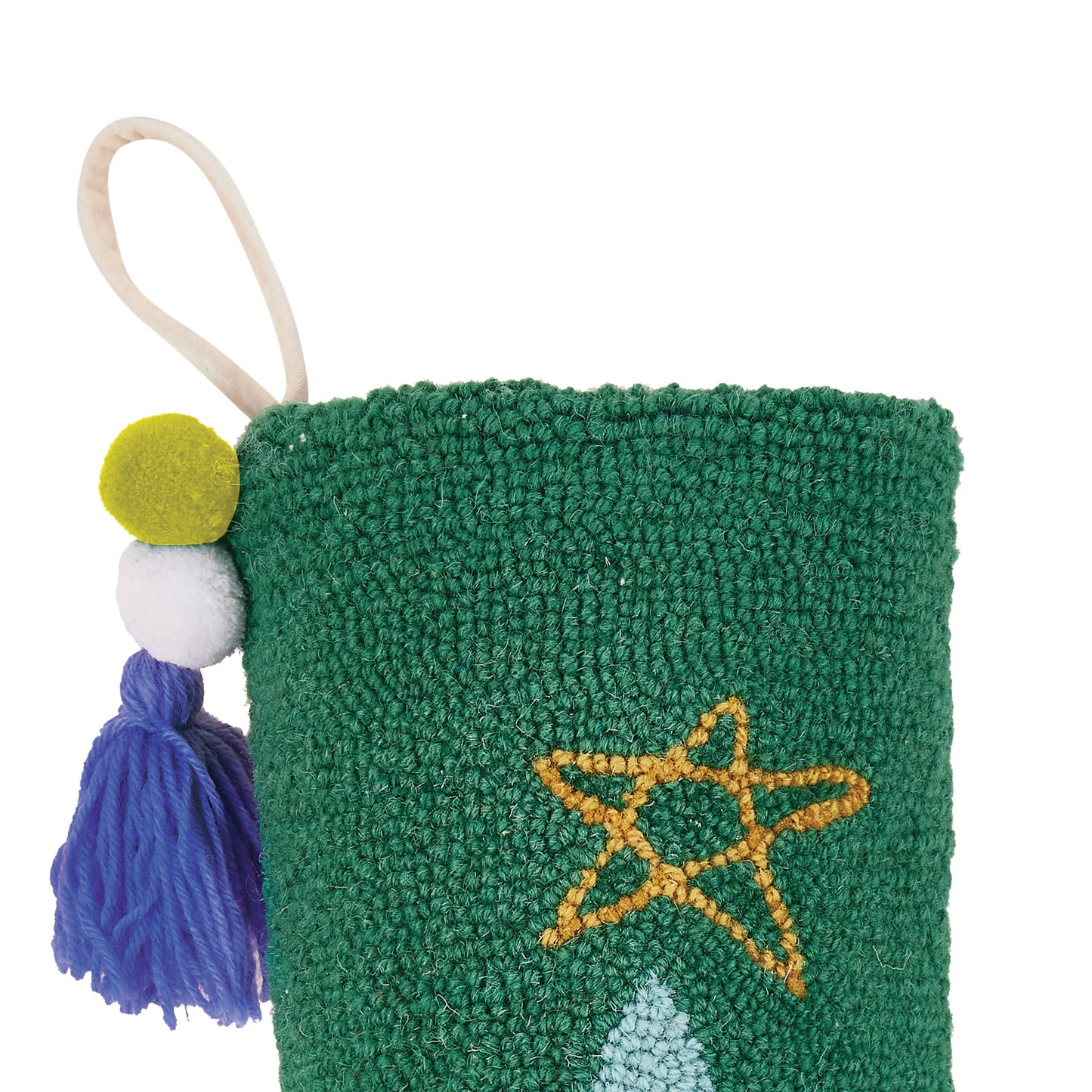 Christmas Tree Stocking With Pom Pom Tassel
