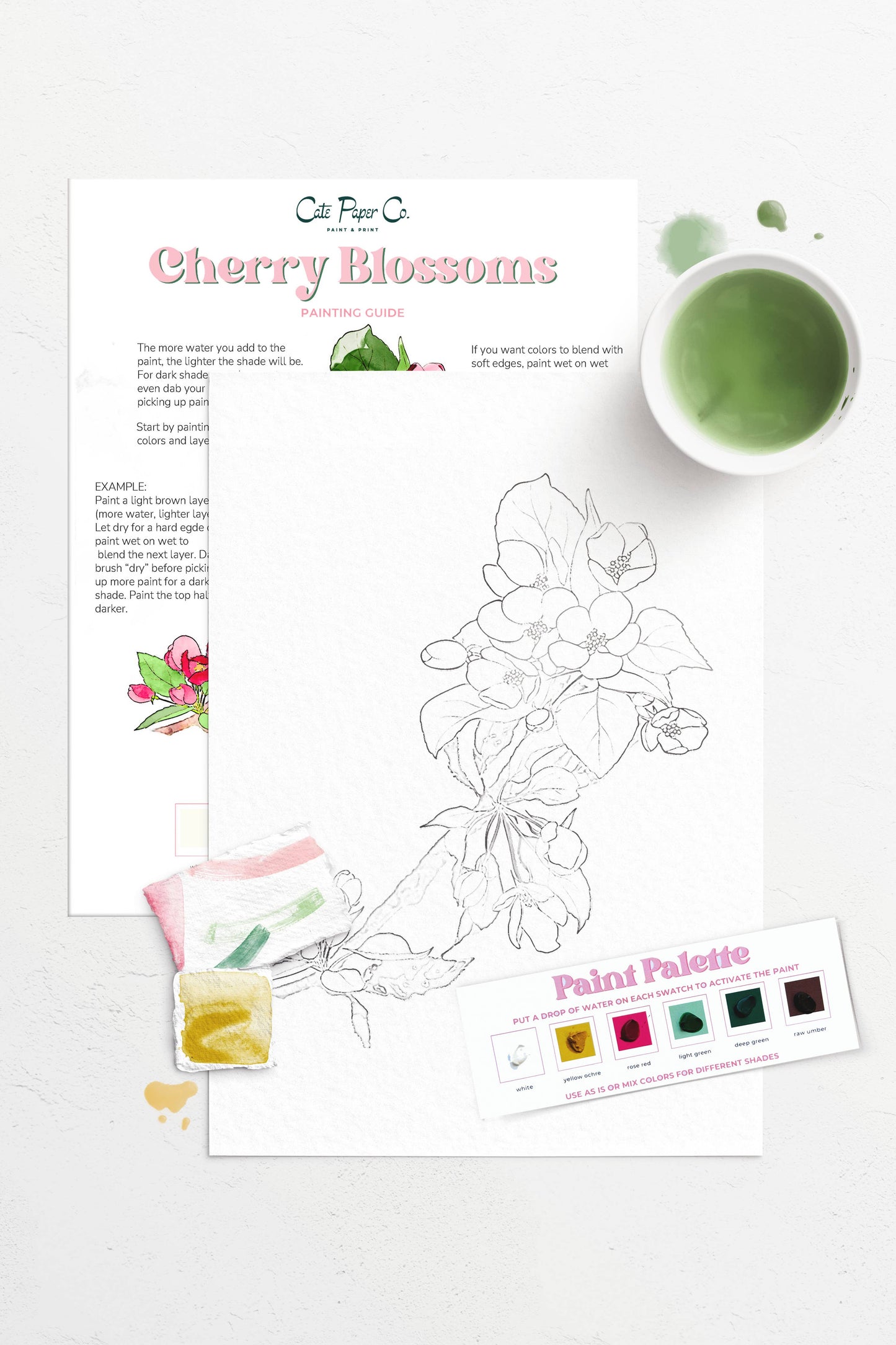 Cherry Blossoms watercolor painting kit