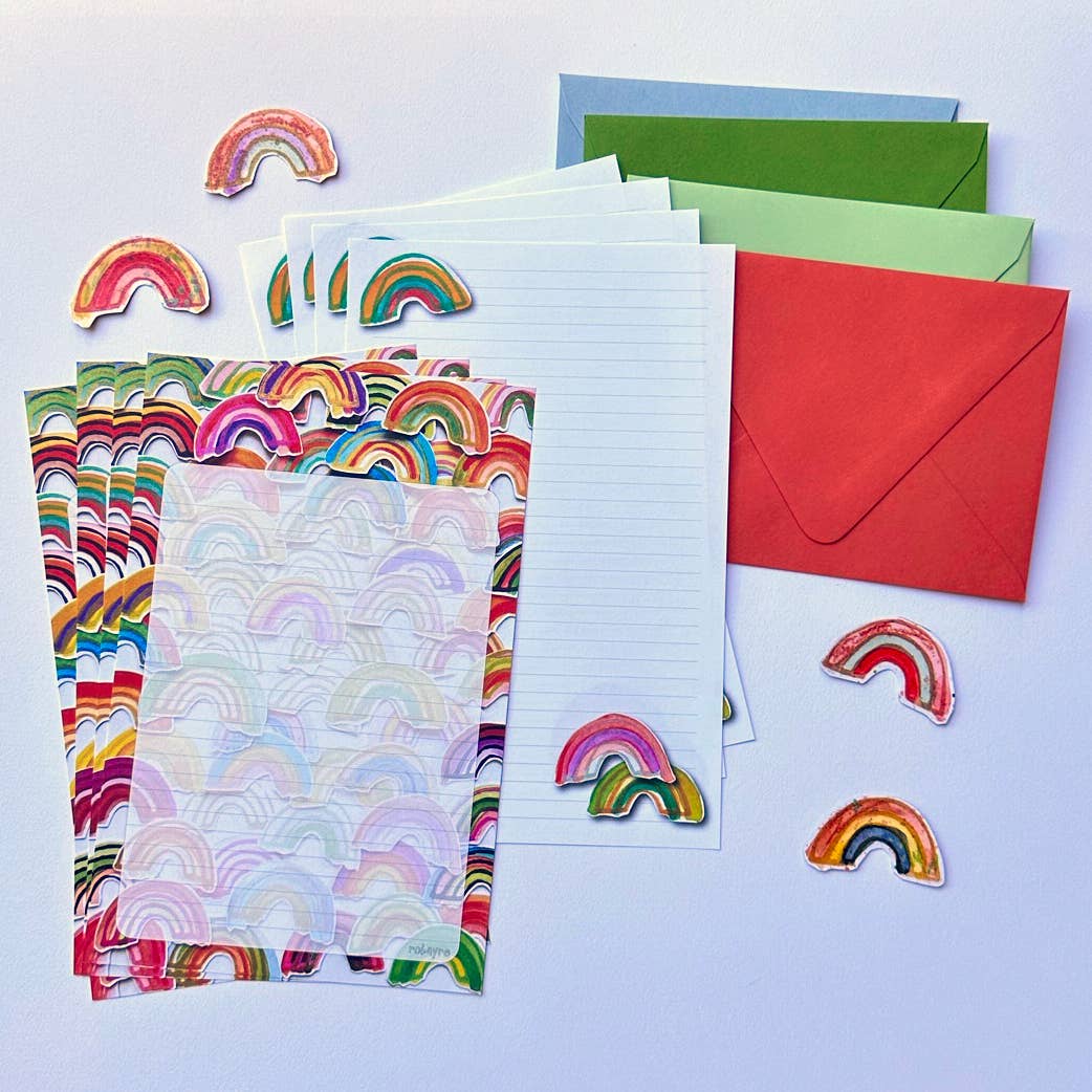 Rainbow Stationery  Letter Writing Paper Env Sticker Set