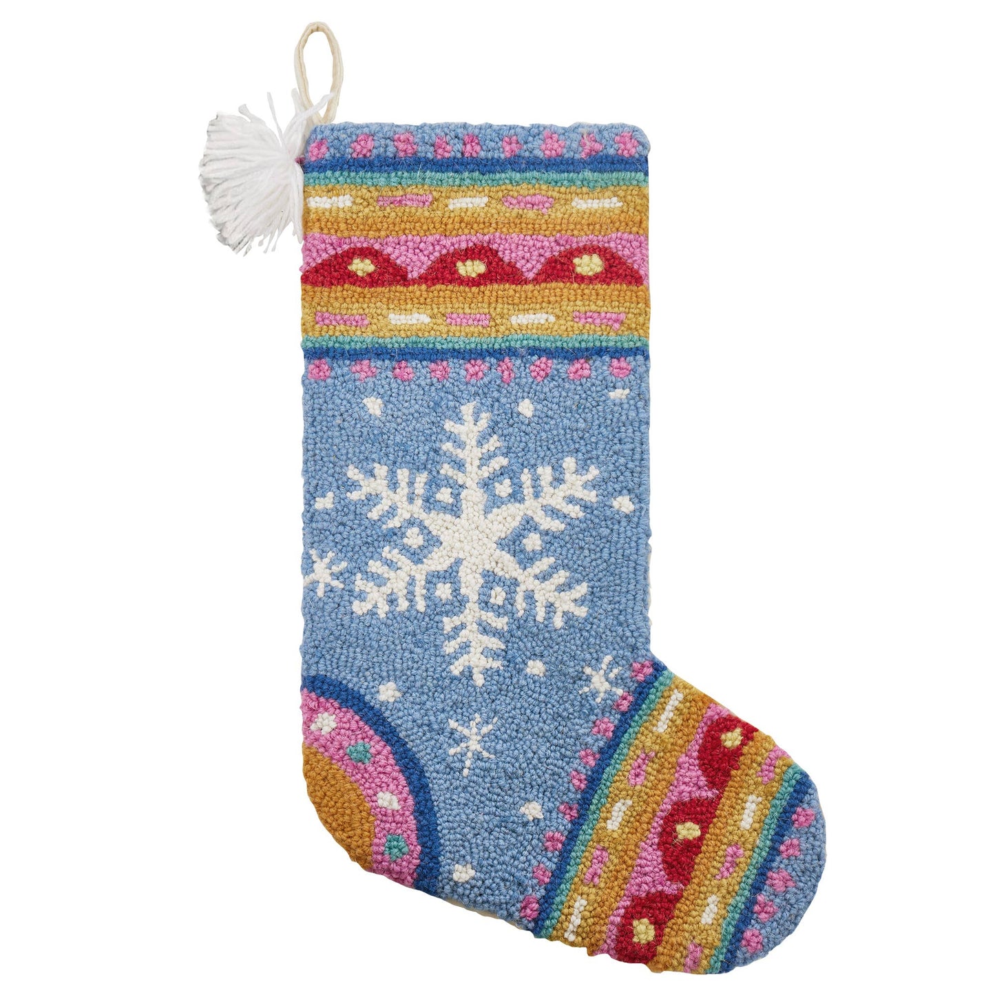 Fair Isle Snowflake with Tassels Hook Stocking