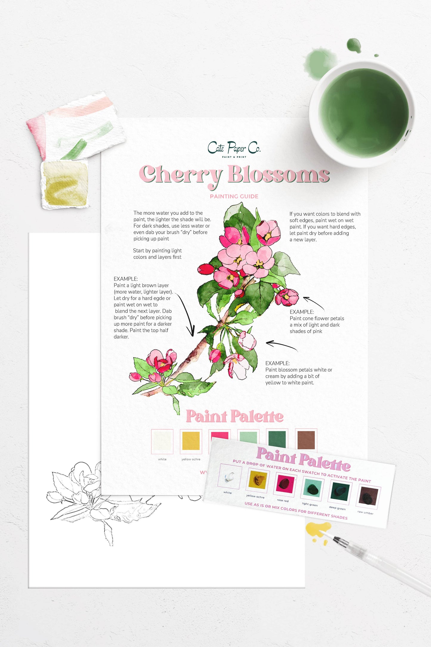 Cherry Blossoms watercolor painting kit