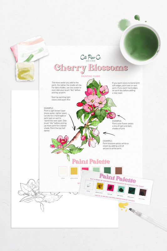 Cherry Blossoms watercolor painting kit