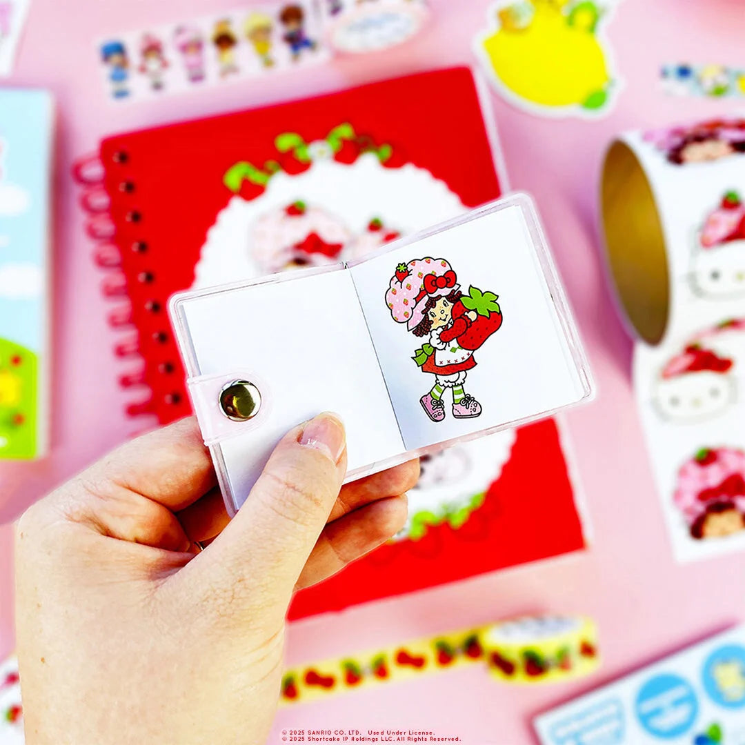 Cute & Sweet Mini Sticker Book Keychain with Hello Kitty and Strawberry Shortcake