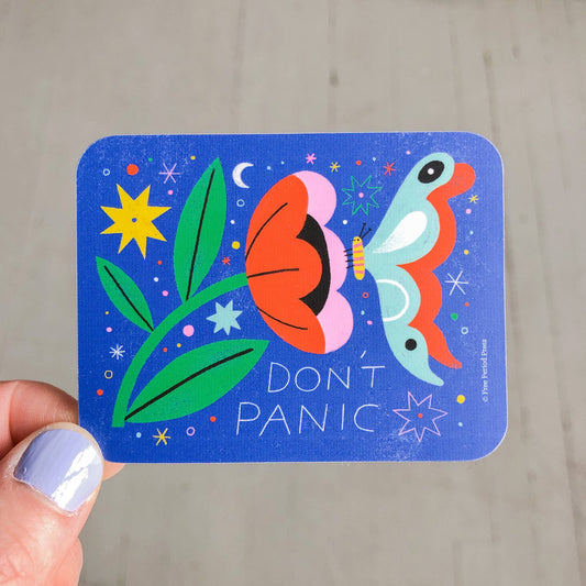Don't Panic Butterfly Flower Vinyl Decal Sticker