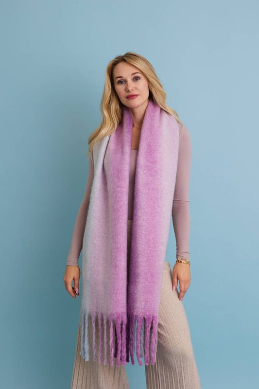 Ombre Dream Luxe Fringe Blanket Scarf :: Purple