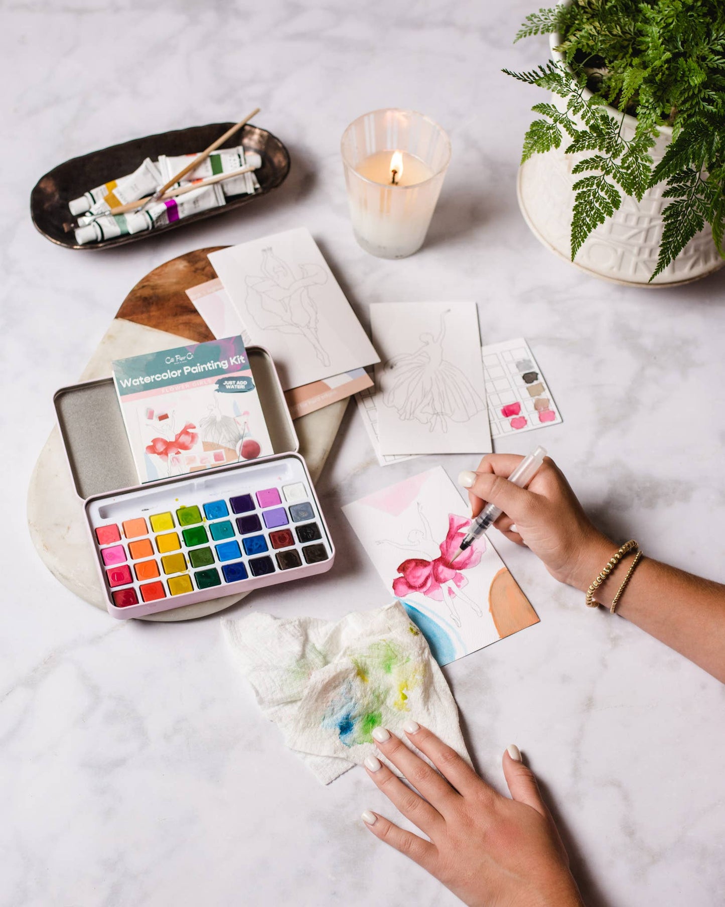Zinnia Garden watercolor painting kit