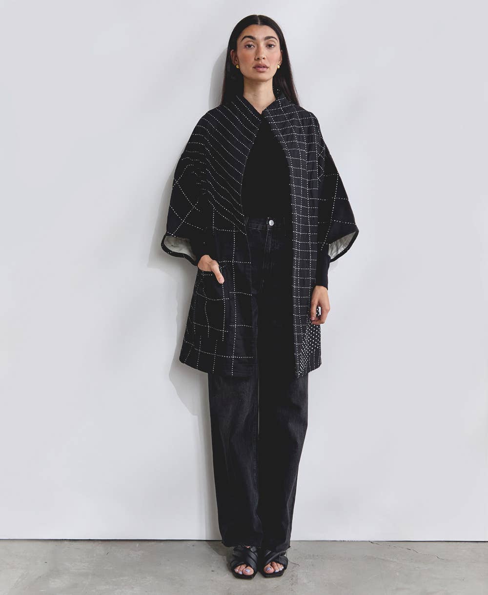 Quilted Cocoon Jacket - Charcoal