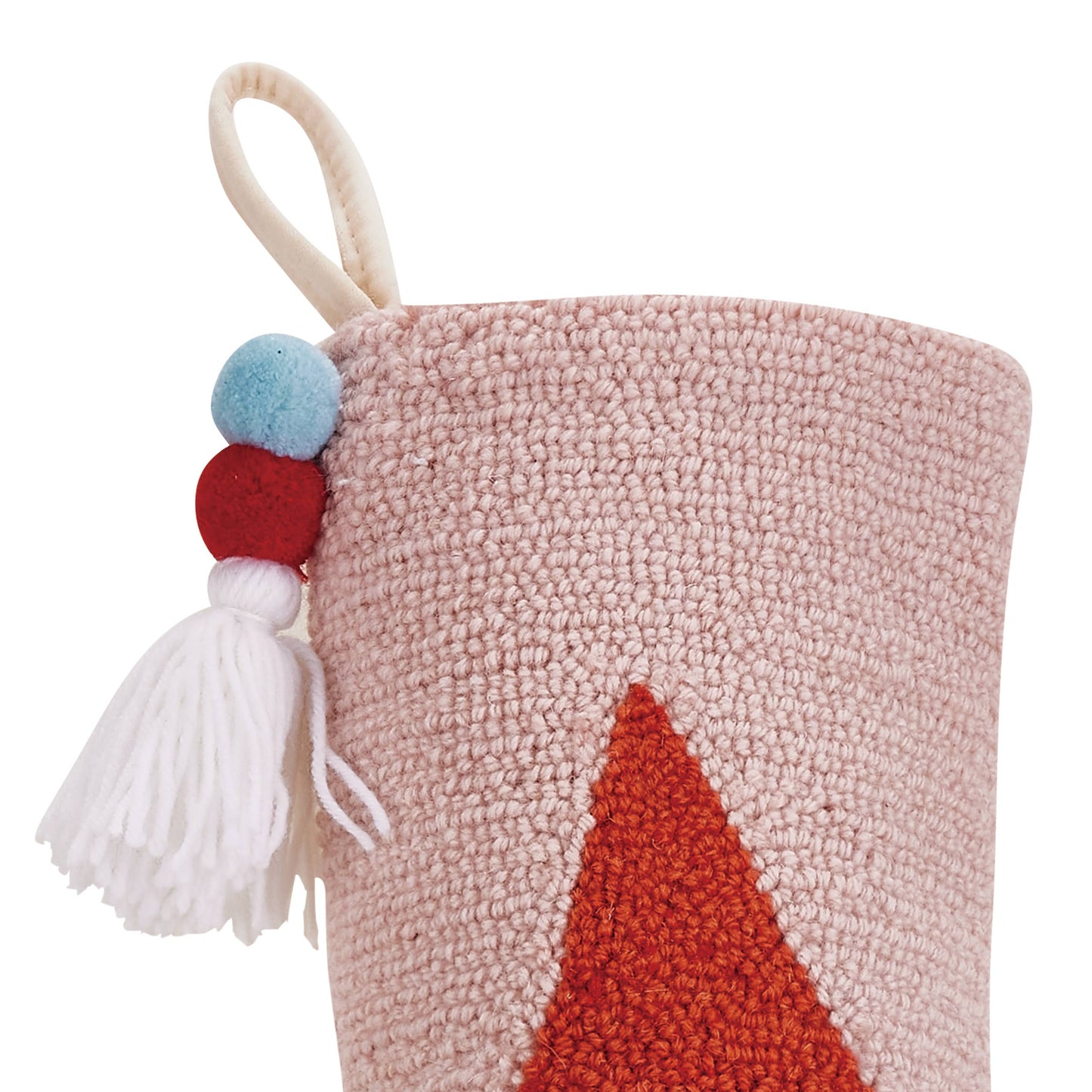Santa Stocking With Pom Pom Tassel