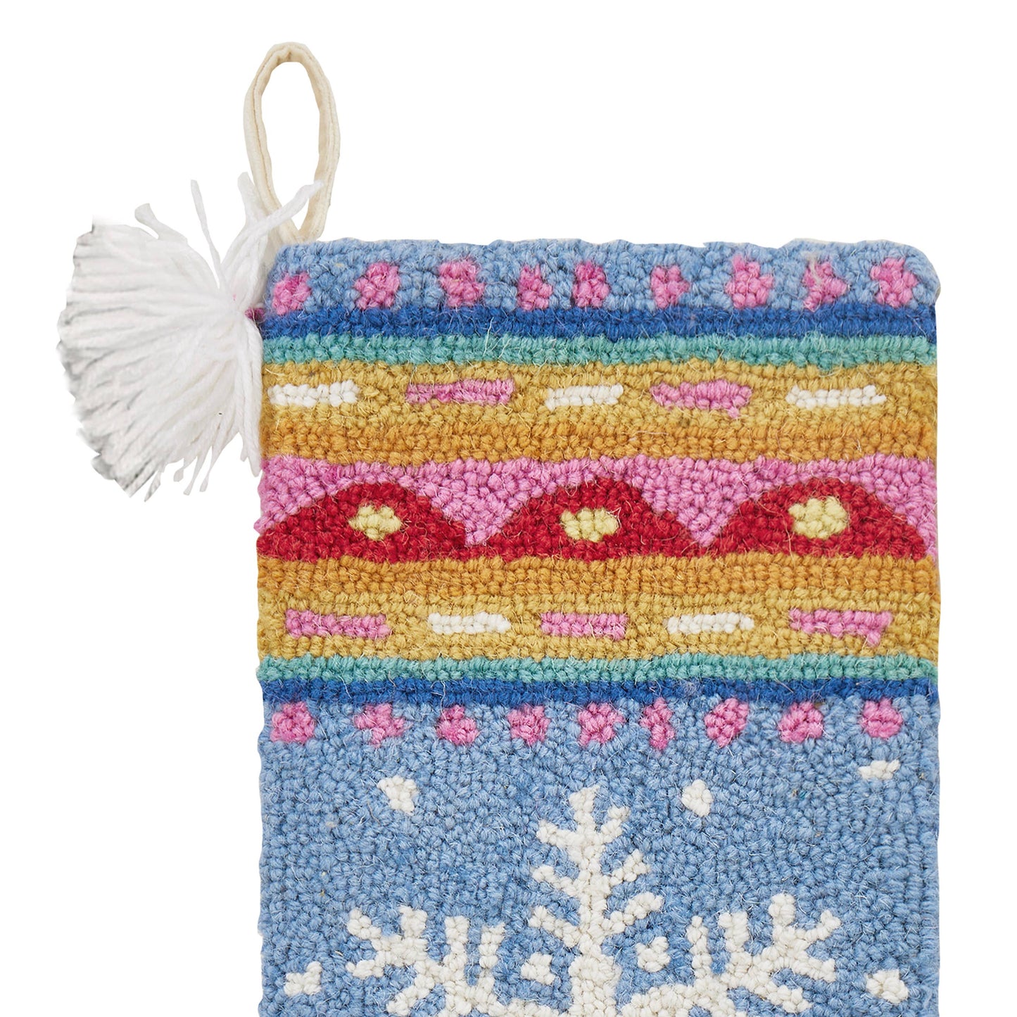 Fair Isle Snowflake with Tassels Hook Stocking