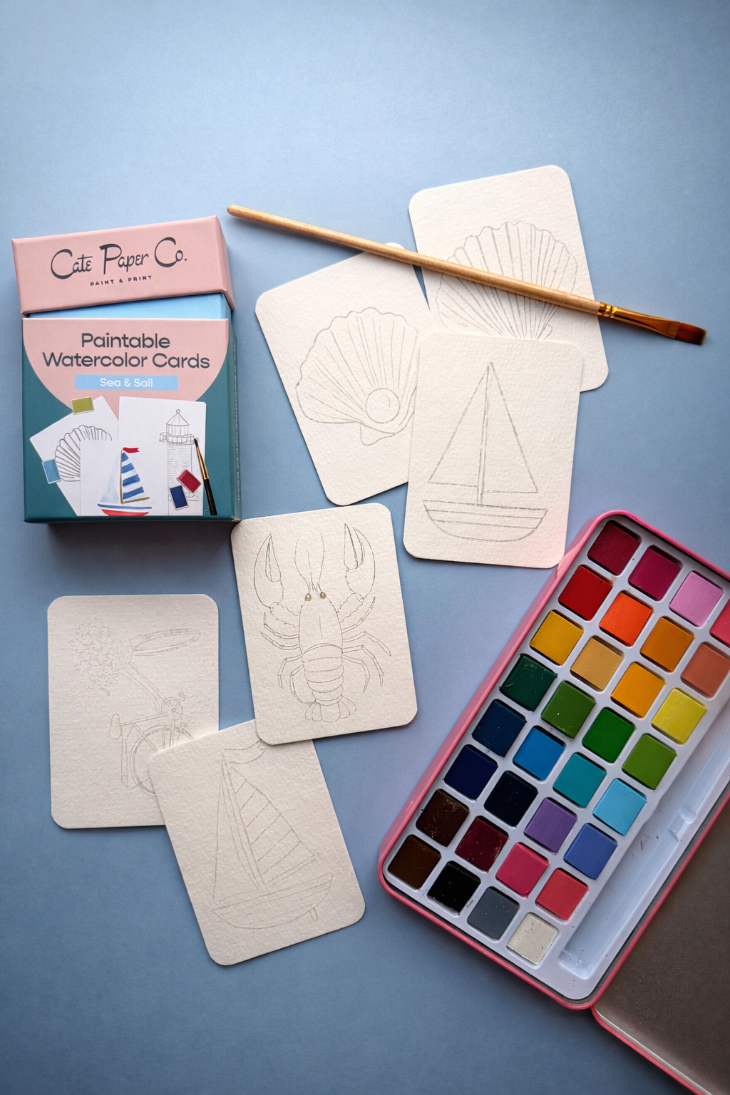 Paintable Watercolor Card Deck - Sea and Sail