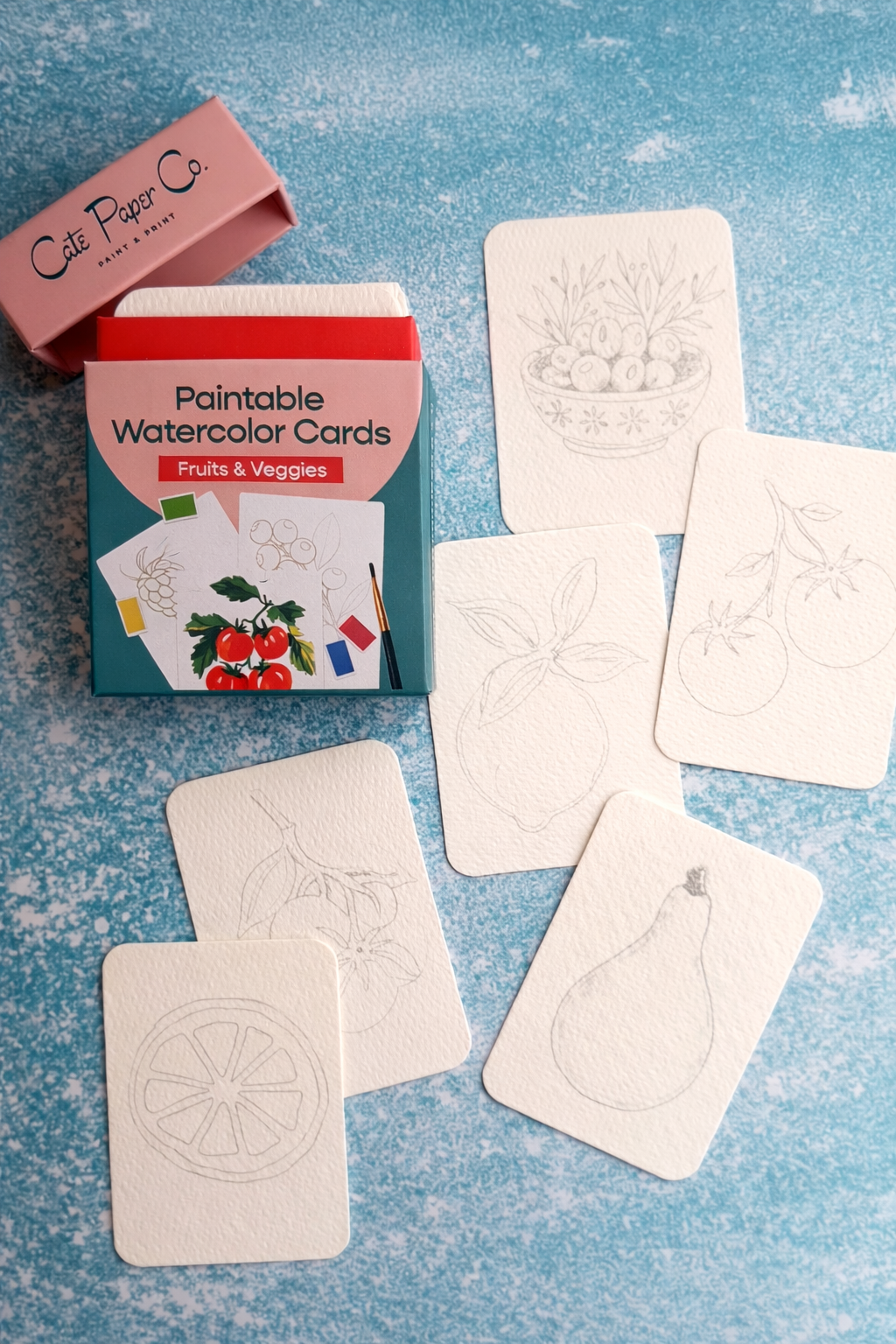 Paintable Watercolor Card Deck - Fruits and Veggies
