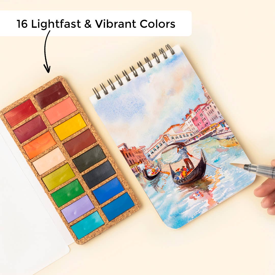 Spring Pans Set - 16 Watercolors | Ecofriendly | Handcrafted