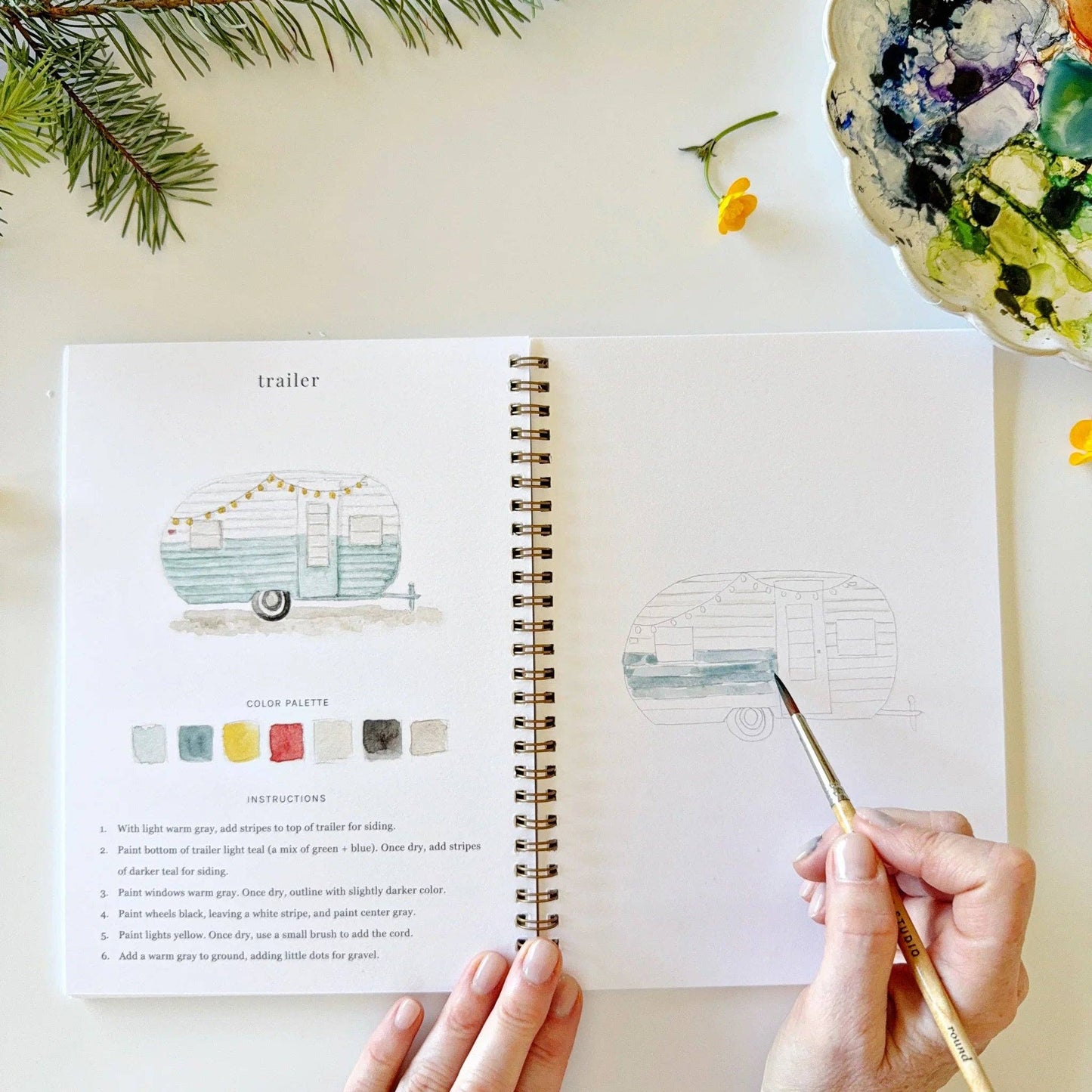 camping watercolor workbook by emily lex