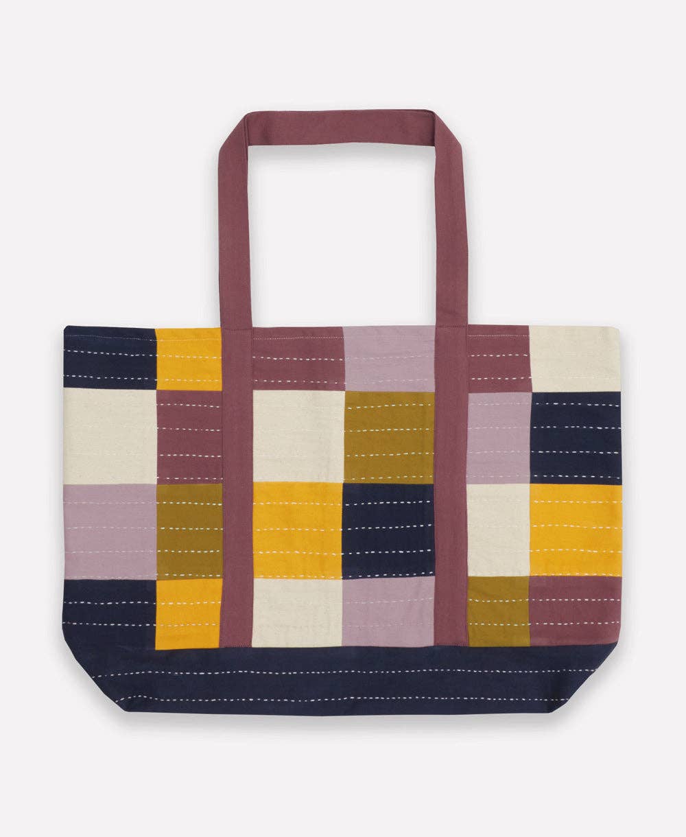 Checkered Canvas Tote Bag