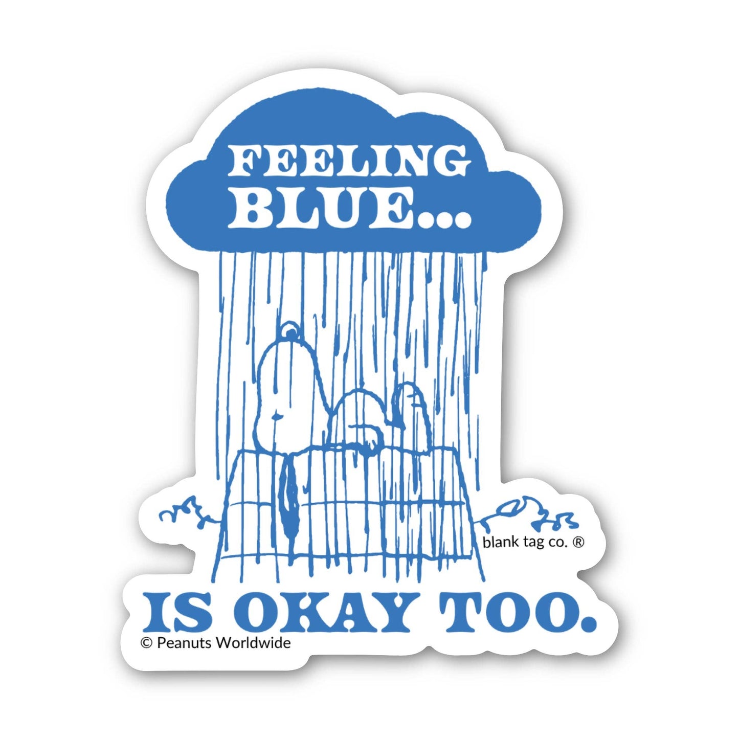 Peanuts® Waterproof Sticker - Feeling Blue Is Okay Too