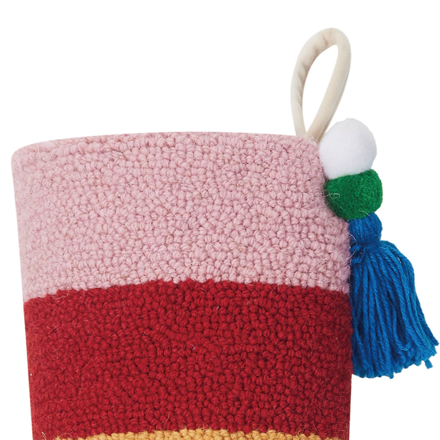 Rainbow Stripe w/Pom Tassel Hook Stocking - Ampersand