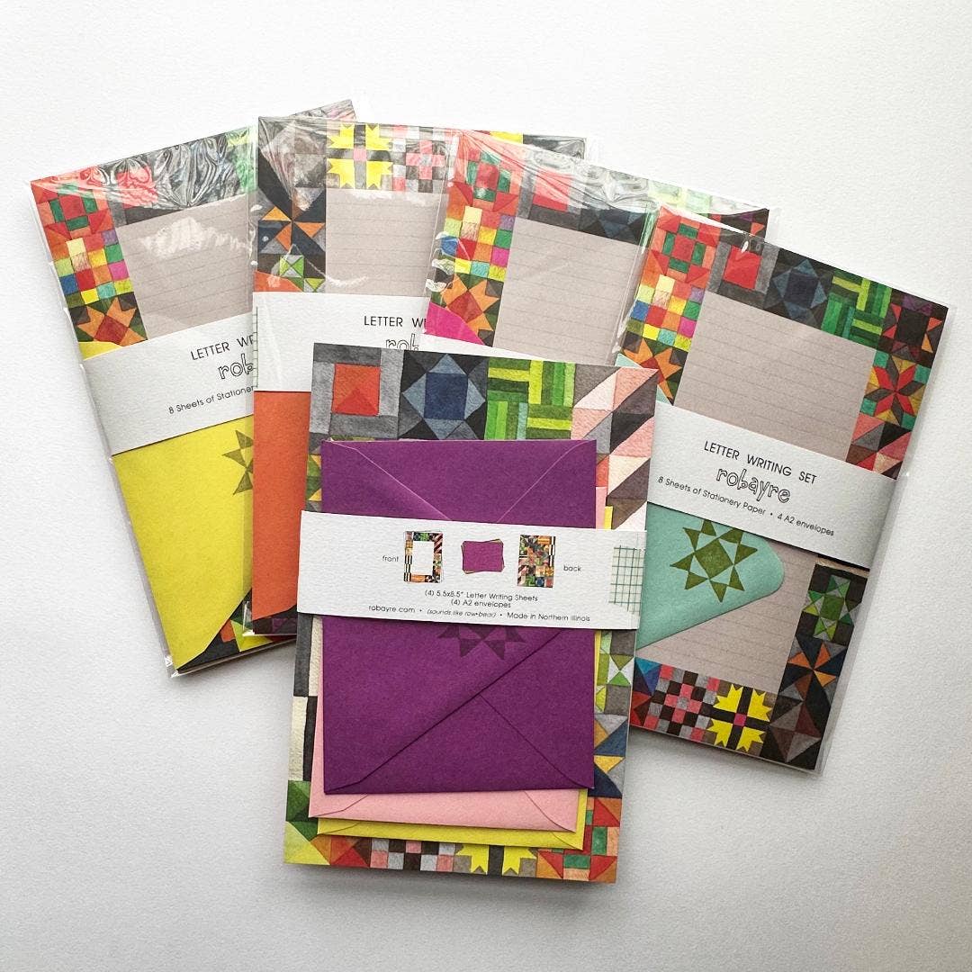 Quilt Watercolor Stationery Letter Paper and Envelope Set by Robayre
