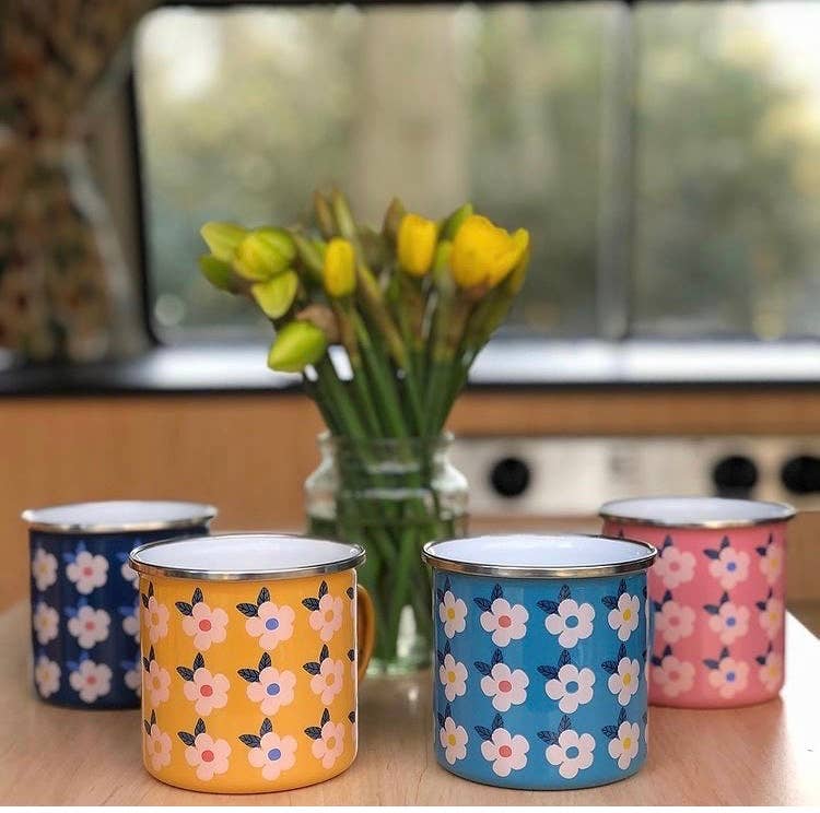 Enamelhappy floral enamel mugs