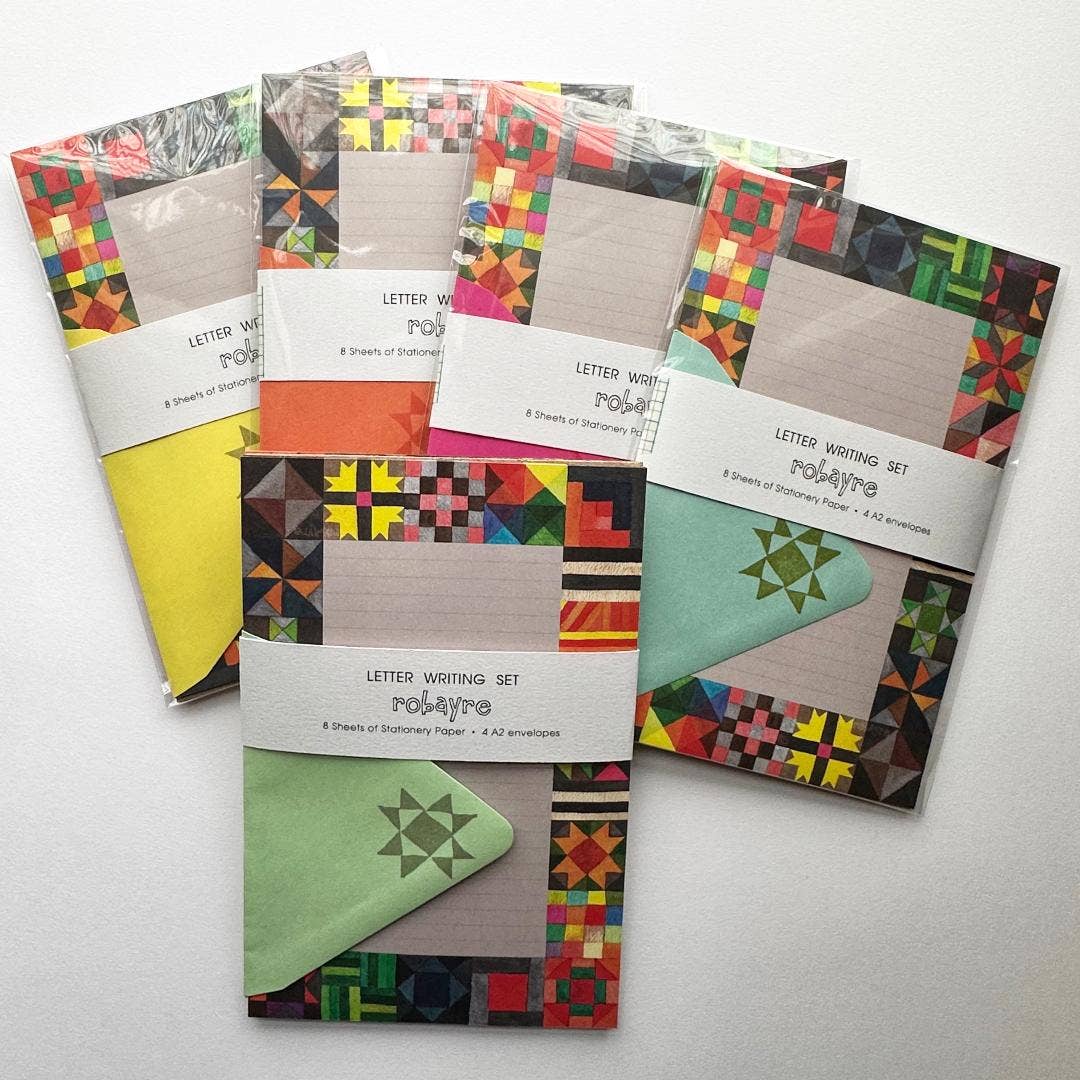 Quilt Watercolor Stationery Letter Paper and Envelope Set by Robayre