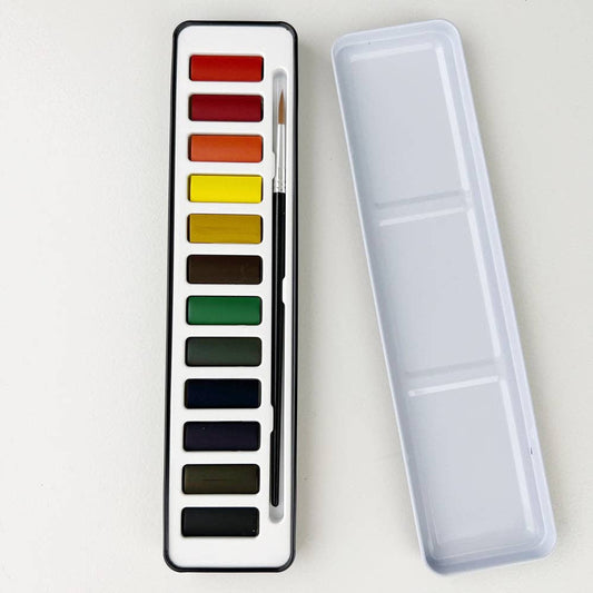 watercolor paint set with brush by emily lex
