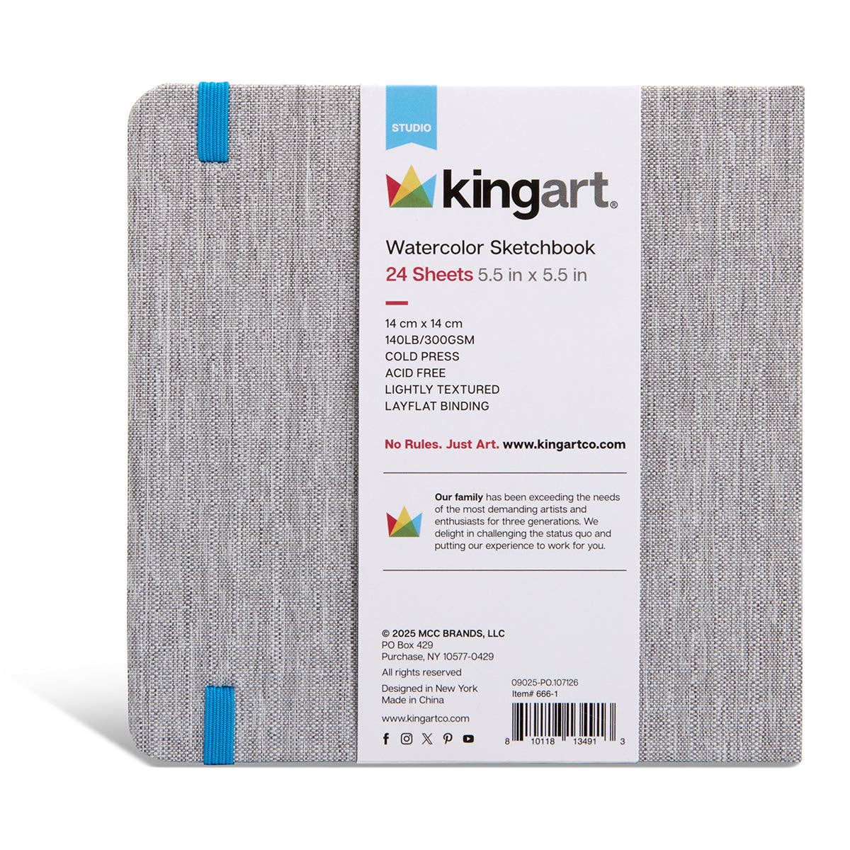 KINGART Hardcover Square Watercolor Sketchbook: 5.5” x 5.5”