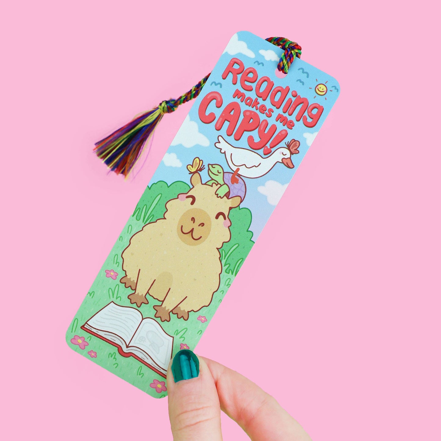 Reading Makes Me Capy Capybara Bookmark with Tassel