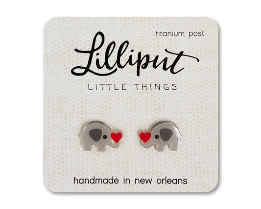 Elephant with Heart Earrings